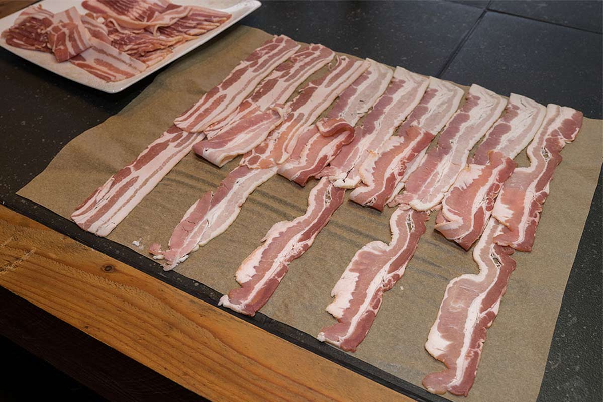 Baconstreifen verweben